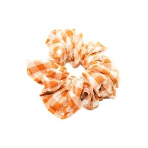 Regular Sized Scrunchie made with Cotton Poly Blend Orange Plaid